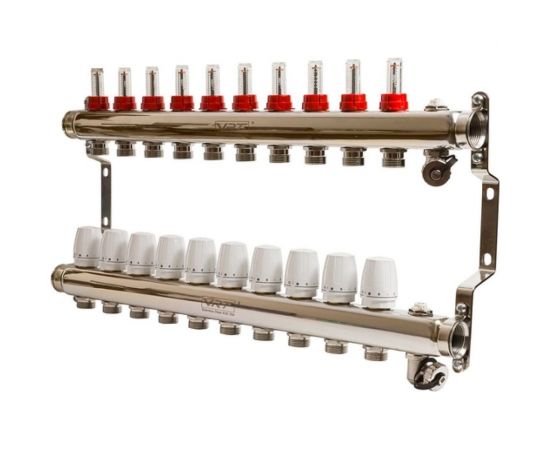 Коллекторная группа VRT 1""х3/4"", евроконус, 10 выходов, c расходомерами 530138 – изображение 3