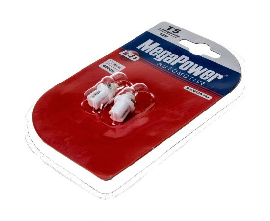 Автолампа T5 W2х4.6d с патроном B8.5d 1 LED CONE WHITE MEGAPOWER M-50212W-2бл – изображение 3
