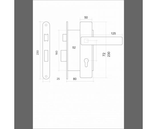 Врезной замок VETTORE 7255-4 AB в комплекте с ручкой, бронза 20283 – изображение 3