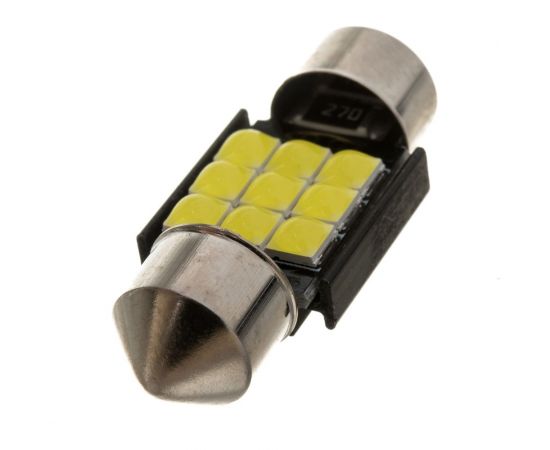 Автолампа SKYWAY диод T11(C5W) 12V 9SMD диодов, 1-конт. 31мм белая салон, номер S08201489 – изображение 3