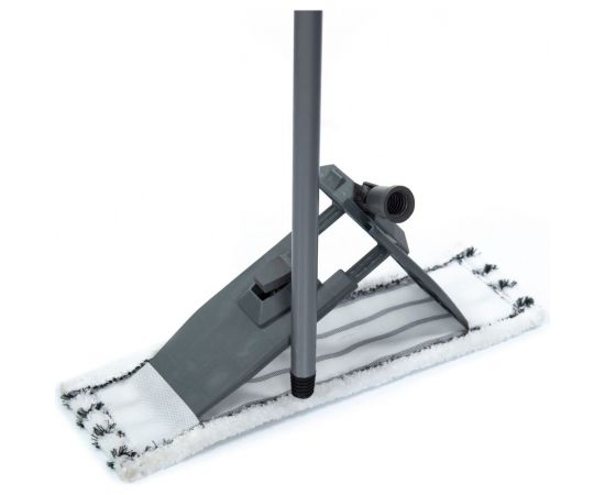 Швабра для влажной уборки InLoran плоская, микрофибра, серая 44х13 см, ручка 110см, арт. BS-043P – изображение 4