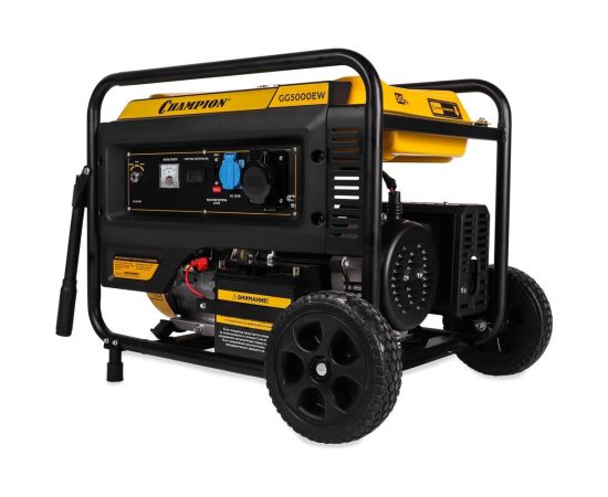 Генератор Champion GG5000EW (5/5,5кВт OHV 15лс 25л 81кг эл.старт колеса) – изображение 4