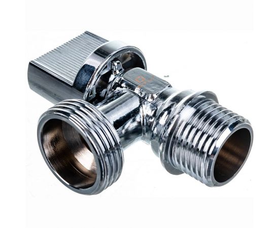 Шаровой угловой кран для бытовых приборов СТМ 1/2х3/4"", ш/ш, c отражателем бабочка, хром CAMV1234 – изображение 4