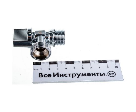 Шаровой угловой кран для бытовых приборов СТМ 1/2х3/4"", ш/ш, c отражателем бабочка, хром CAMV1234 – изображение 5