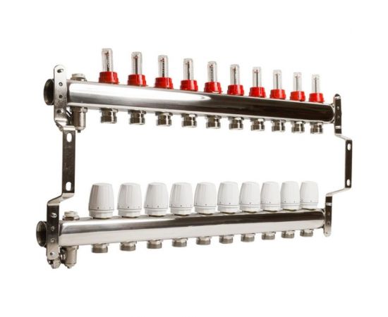 Коллекторная группа VRT 1""х3/4"", евроконус, 10 выходов, c расходомерами 530138 – изображение 5