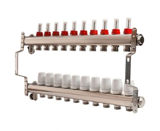 Коллекторная группа VRT 1""х3/4"", евроконус, 10 выходов, c расходомерами 530138 – изображение 7