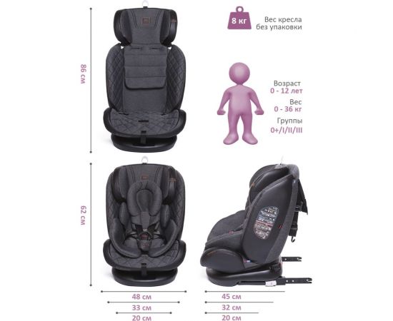 Детское автокресло Babycare Shelter гр 0+/I/II/III, 0-36кг ST-3_ЭКО-Темно-серый 4680210045860 – изображение 8