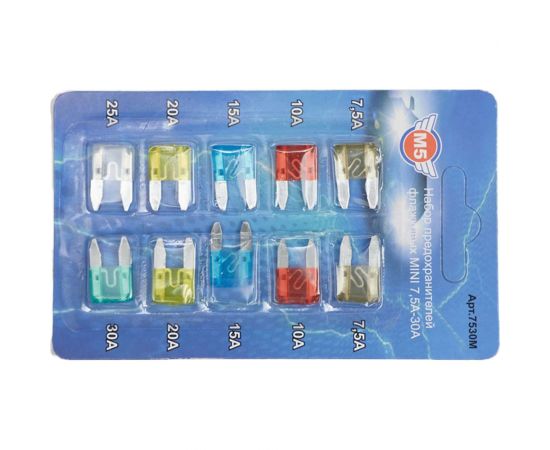 Флажковые предохранители Partex мини, М5, 7.5-30 А, набор 10 шт. НФ-00002452 