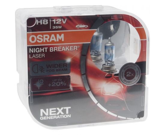 Автолампа OSRAM H8 35 PGJ19-1+150% NIGHT LASER 3900K, 2 шт. 12V, 1, 10 64212NL-HCB 