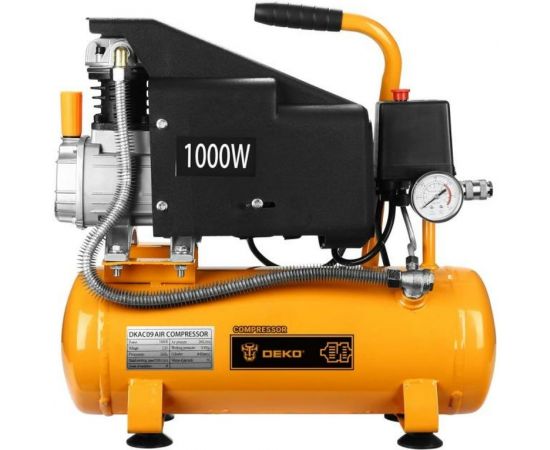 Компрессор DEKO воздушный поршневой масляный DKAC09, 9л ресивер 018-1110 