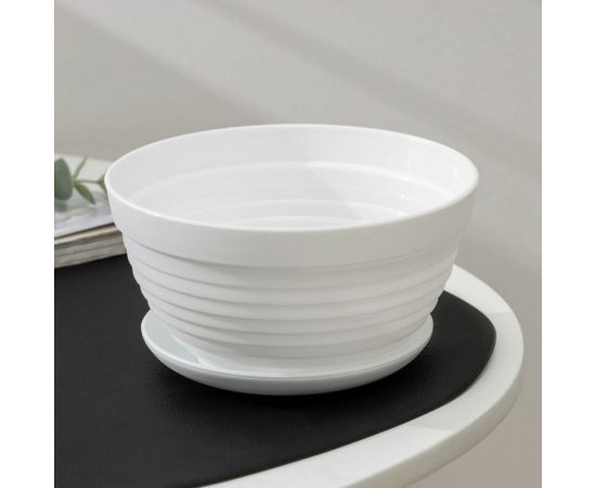 Горшок для цветов с поддоном СИМАЛЕНД Алиса 0.7 л, 15х8 см, белый 4330127 – изображение 2