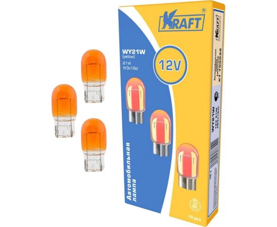 Лампа накаливания KRAFT WY21W 12v21w W3x16d yellow упаковка 10 шт. KT 700032 – изображение 2