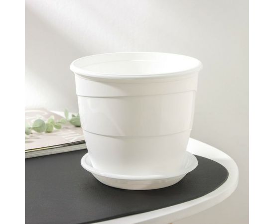 Горшок для цветов с поддоном СИМАЛЕНД Венеция 2 л, 16х14 см, белый 4483974 – изображение 3