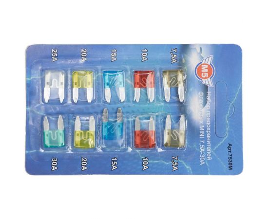 Флажковые предохранители Partex мини, М5, 7.5-30 А, набор 10 шт. НФ-00002452 – изображение 3