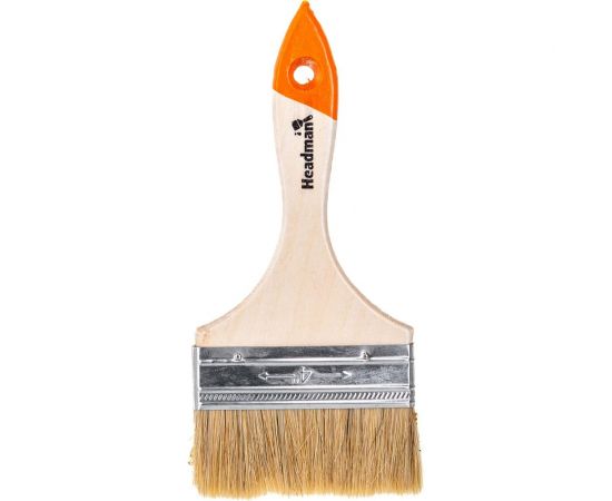 Кисть HEADMAN малярная плоская "Бейсик" натуральная щетина 4 д. 100мм 682-007 – изображение 4