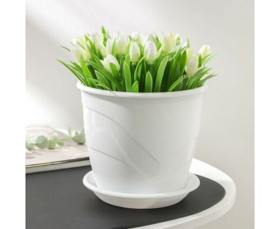 Горшок для цветов с поддоном СИМАЛЕНД Венеция 2 л, 16х14 см, белый 4483974 – изображение 4