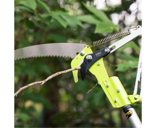 Выдвижная шестопильная пила и секатор DELI DL580512 4 шкива, сталь sk5, длина лезвия 290 мм, телескопическая рукоятка 104541 – изображение 5