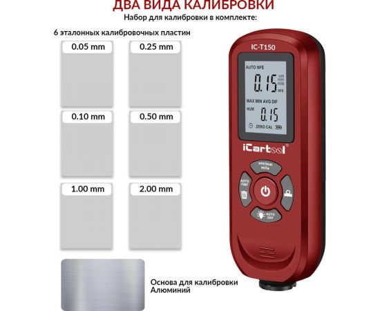 Толщиномер лакокрасочных покрытий iCarTool Fe/NFe IC-T150 – изображение 5