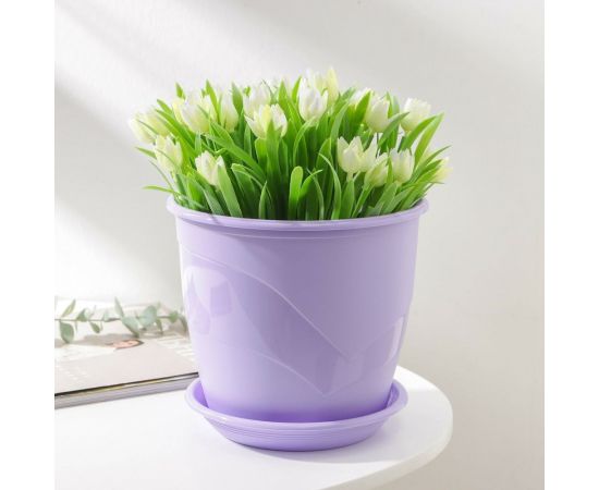 Горшок для цветов с поддоном СИМАЛЕНД Венеция 3.1 л, 19 см, 18 см, лавандовый 4483980 – изображение 5