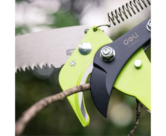 Выдвижная шестопильная пила и секатор DELI DL580512 4 шкива, сталь sk5, длина лезвия 290 мм, телескопическая рукоятка 104541 – изображение 6