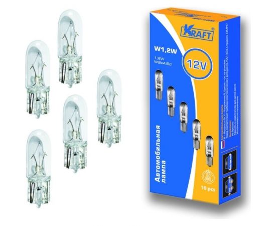 Лампа накаливания KRAFT W1,2W 24v1,2w W2x4.6d уп-ка 10 шт. KT 700029 
