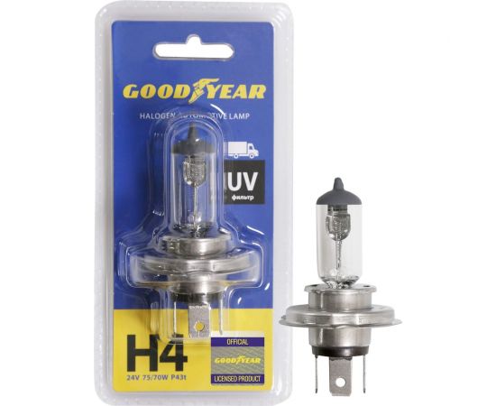 Автомобильная галогенная лампа Goodyear Н4 12V 60/55W P43t блистер GY014121 