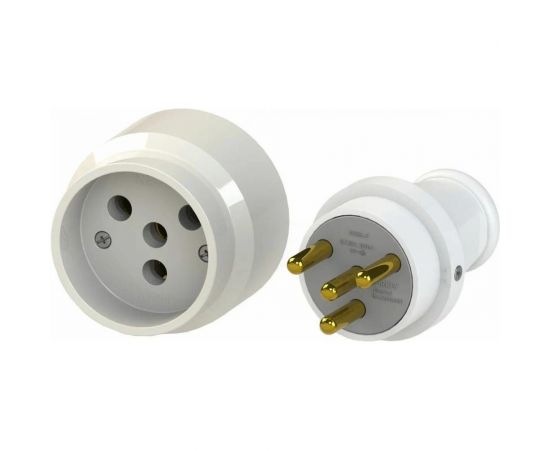 Штепсельная розетка + вилка NE-AD с/з, 3*25А, Белый,1/8/80, 1005-T 