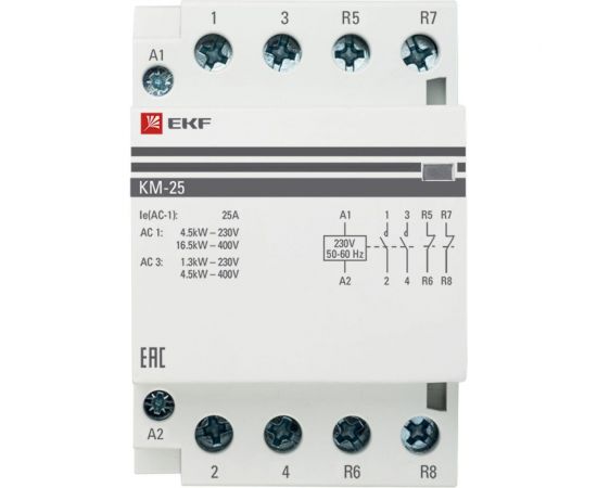 Модульный контактор EKF КМ 25А 2NO 2NC 3 мод. PROxima km-3-25-22 