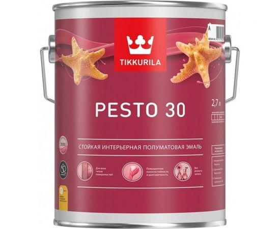 Алкидная эмаль TIKKURILA PESTO 30 база с п/мат. 2,7 л 22197 