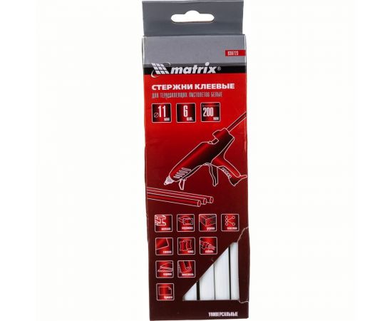 Стержни клеевые белые (11 мм; 200 мм; 6 шт.) MATRIX 930723 