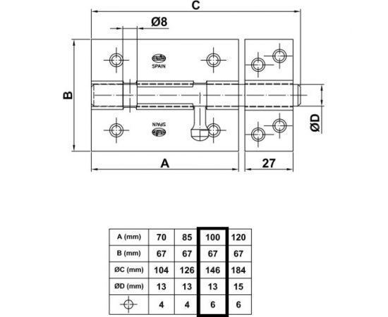 Задвижка Amig покрытие латунь с лаком 454-100 LP – изображение 2