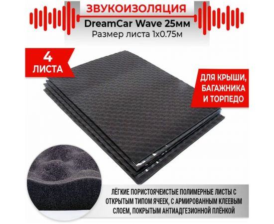 Шумопоглощающий материал Dreamcar Wave 25, уп. 4 листа WD-25M-S075100P1055 – изображение 2