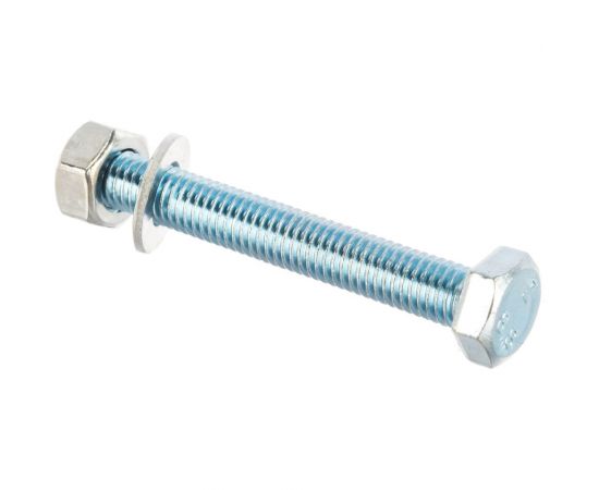 Болт Tech-Krep DIN933 с шестигранной головкой, оцинкованный М8х60 + гайка + шайба 4 шт - пакет 112724 – изображение 2