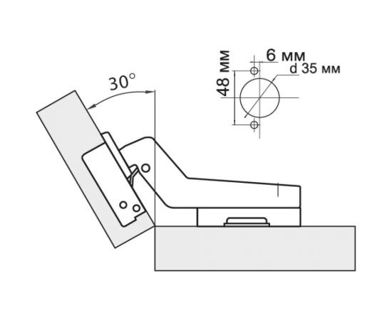 Угловая петля MF 30 градусов, Clip-on с доводчиком 10294v – изображение 2