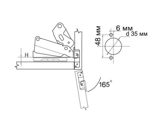 Петля MF 165 RD-01AGP Clip-on с доводчиком 7386v – изображение 2
