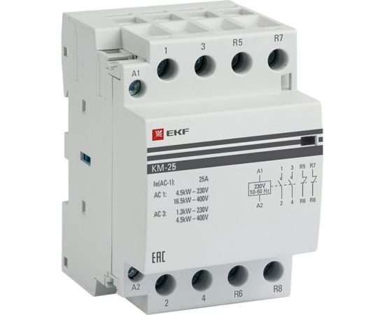 Модульный контактор EKF КМ 25А 2NO 2NC 3 мод. PROxima km-3-25-22 – изображение 2