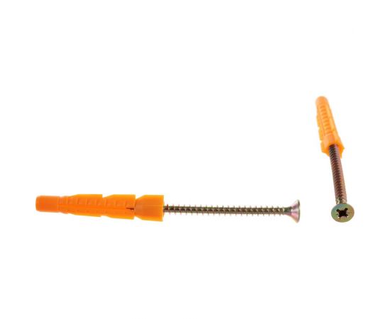 Универсальный дюбель Зубр полипропиленовый, без бортика с оцинкованным шурупом, в п/э пакете тип 6, 8x52мм, 6шт 4-301196-08-052 – изображение 3