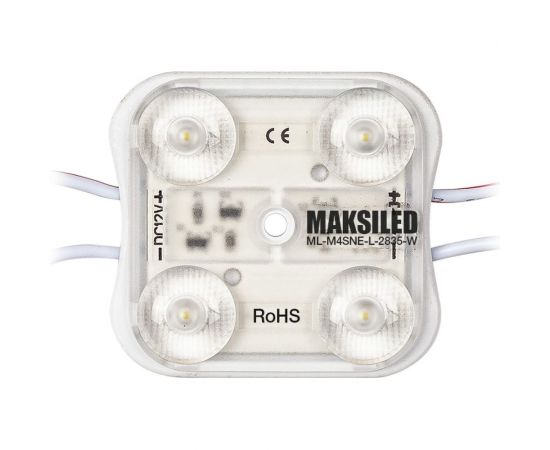 Светодиодный модуль MAKSILED 1.2Вт, 12В, IP67, SMD2835 4LED, 180лм, холодный белый, 20 шт./упаковка ML-M4SNE-L-2835-W – изображение 3