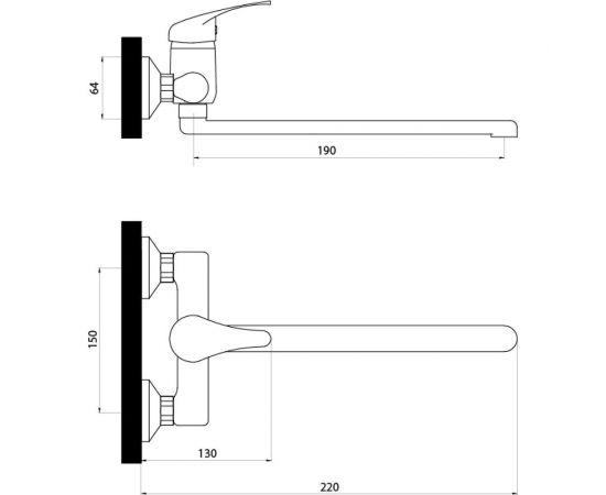 Смеситель настенный для мойки СЛАВЕН с нижним изливом одноручный СЛ-ОД-П24 – изображение 4