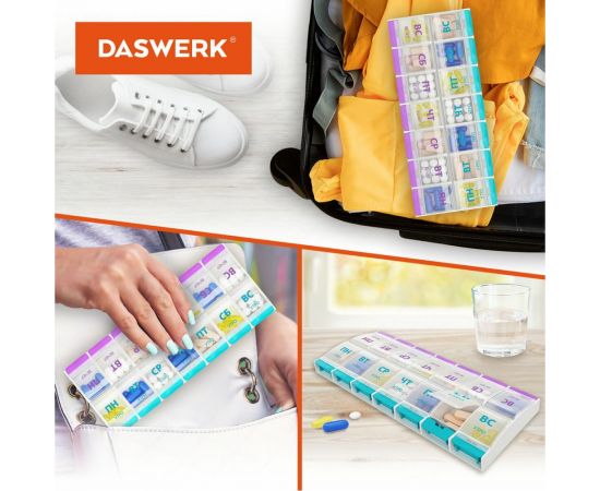 Таблетница/контейнер-органайзер для лекарств и витаминов DASWERK 7 дней/2 приема Maxi 631025 – изображение 7