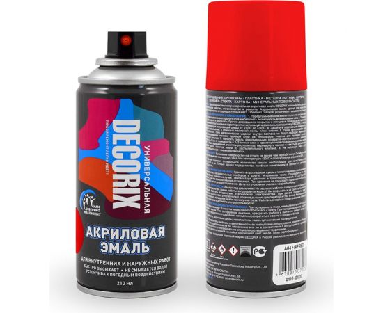 Аэрозольная акриловая эмаль Decorix (универсальная; красный; 210 мл) 0110-04 DX 