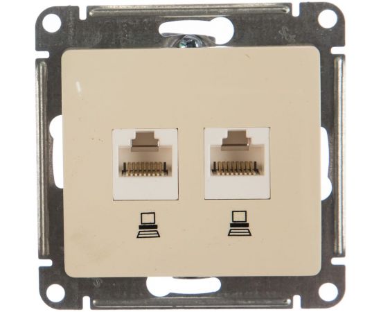 Механизм компьютерной розетки Schneider Electric 2-м Glossa RJ45+RJ45 кат.5е бежевый SchE463578 GSL000285KK 