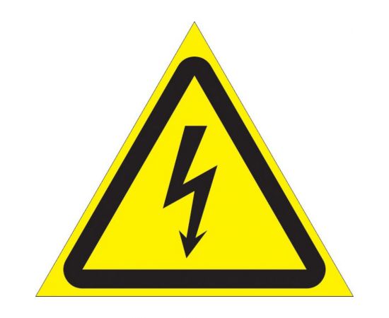 Знак "Опасность поражения электрическим током" Стандарт Знак W08 25 мм пленка ПП блок по 16 шт 00-00035387 