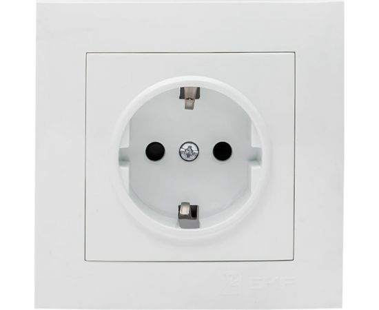 1-местная розетка EKF Валенсия, с заземлением 16А, белая, с защитными шторками PROxima EWR16-028-10 