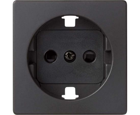 Накладка на двухполюсную розетку с заземляющим контактом Simon, с защитными шторками, графит С82041-0038 