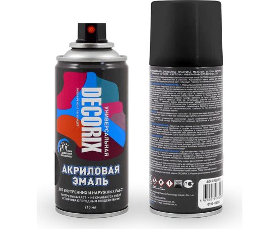 Аэрозольная акриловая эмаль Decorix (универсальная; черный; матовый; 210 мл) 0110-02 DX 