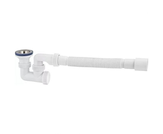 Сифон VIRPLAST ""Универсал"" 1.1/2"" для душевого поддона и ванны, с нерж. чашкой и гофрой 40/50 L 800мм 100610 