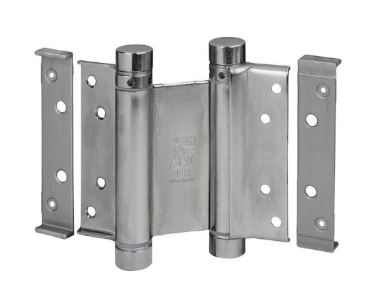 Барная пружинная петля двойного действия ALDEGHI LUIGI SPA 75х34х28 мм, цвет: полированная сталь, к-т: 2 шт + ключ с декоративными шурупами 101AL075B2 