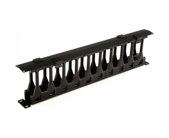 Кабельный организатор Hyperline CMF-1U-FPL106-MCOV-RAL9005 с крышкой, глубина 106 мм, 19"" 481518 