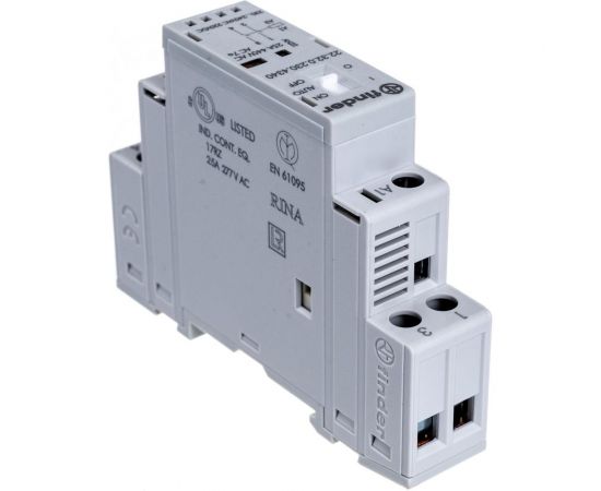 Модульный контактор Finder 2 no, переключ. авто-вкл-выкл + мех. инд. + светодиод контакты, 223202304340 